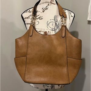 Tan faux leather shoulder bag